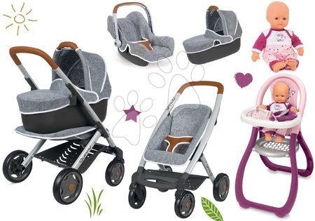 Játék babakocsi szettek - Szett mély és sport babakocsi DeLuxe Maxi Cosi&Quinny Grey 3in1 Smoby - 1