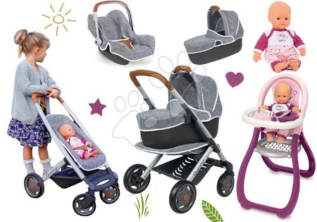 Smoby - Set cărucior adânc și sportiv DeLuxe Pastel Maxi Cosi&Quinny Grey 3în1 Smoby