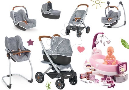 Maxi-Cosi Quinny - Set kočárek hluboký a sportovní DeLuxe Pastel Maxi Cosi&Quinny Grey 3v1 Smoby