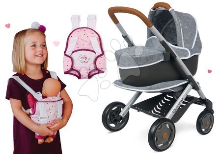 Sety - Set kočárek hluboký a sportovní DeLuxe Pastel Maxi Cosi&Quinny Grey 3v1 Smoby