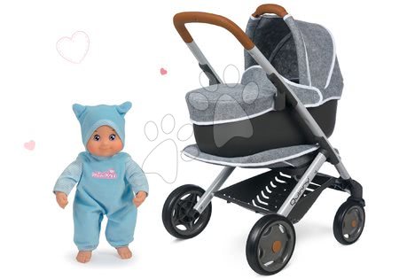 Kočárky pro panenky - Set kočárek hluboký a sportovní DeLuxe Pastel Maxi Cosi&Quinny Grey 3v1 Smoby