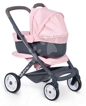 Vozički za punčke in dojenčke - Komplet kombinirani voziček Powder Pink 3in1 Maxi Cosi & Quinny Smoby_1