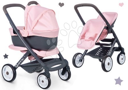 Vozički za punčke in dojenčke - Set kočík trojkombinácia Powder Pink 3in1 Maxi Cosi&Quinny Smoby s kočíkom pre dvojičky SM253117-3_1