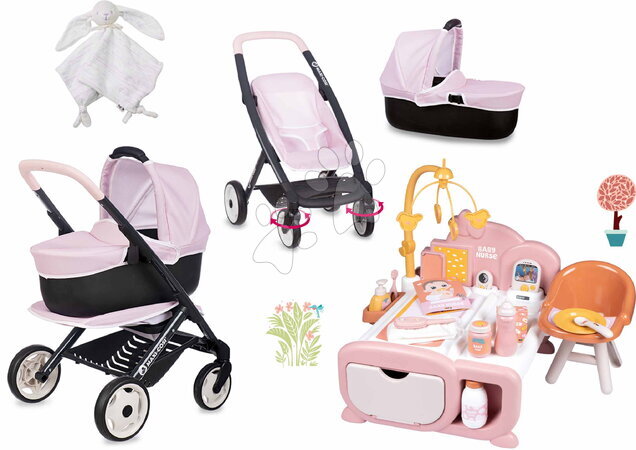 Maxi-Cosi Quinny - Set poussette 3-en-1 avec poupée, dans la maisonnette Puschair Pink Maxi Cosi & Quinny Smoby
