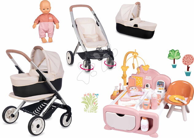 Maxi-Cosi Quinny - Set de poussette 3 en 1 avec poupée dans une maison de poupée Puschair Sandy Maxi Cosi & Quinny Smoby