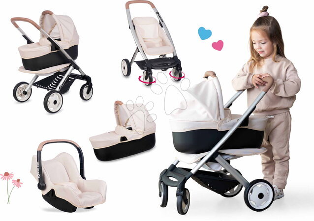 Puppenwagen  - Set Kinderwagen-Dreikombination mit Autositz Puschair Sandy Maxi Cosi & Quinny Smoby