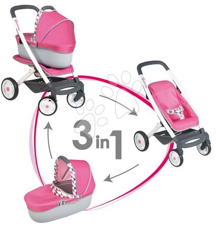 Cărucioare de la 18 luni - Set cărucior pentru păpuşă 4in1 Maxi Cosi & Quinny Smoby (65,5 cm mâner de împins) şi scaun de maşină retro cu model_1