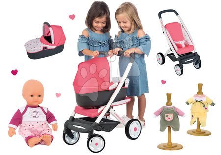 Kinderwagen für Puppen Sets - Set Puppenwagen tief Trio Pastell Maxi Cosi & Quinny 3in1 Smoby - 10