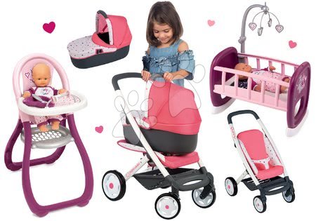 Kočárky pro panenky sety  - Set kočárek hluboký trojkombinace Trio Pastel Maxi Cosi & Quinny 3v1 Smoby - 12