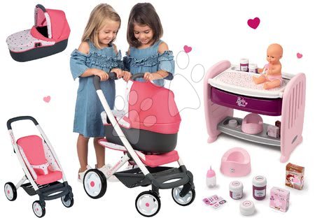 Wózki dla lalek w zestawie - Zestaw wózek typu gondola, trzyfunkcyjny Trio Pastel Maxi Cosi & Quinny 3w1 Smoby - 10