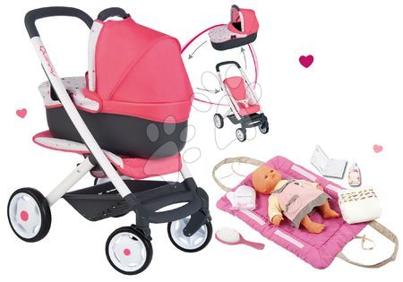 Kočárky pro panenky sety  - Set kočárek hluboký trojkombinace Trio Pastel Maxi Cosi & Quinny 3v1 Smoby - 6