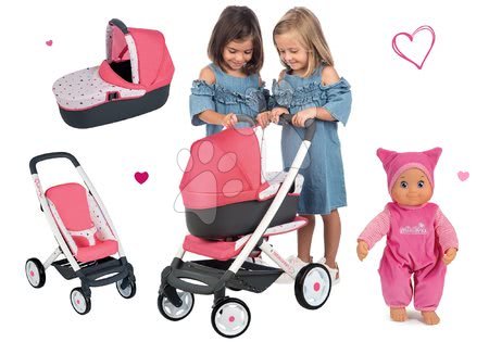 Kinderwagen für Puppe ab 18 Monaten - Set Kinderwagen tief Dreierkombination Trio Pastel Maxi Cosi & Quinny 3in1 Smoby - 15