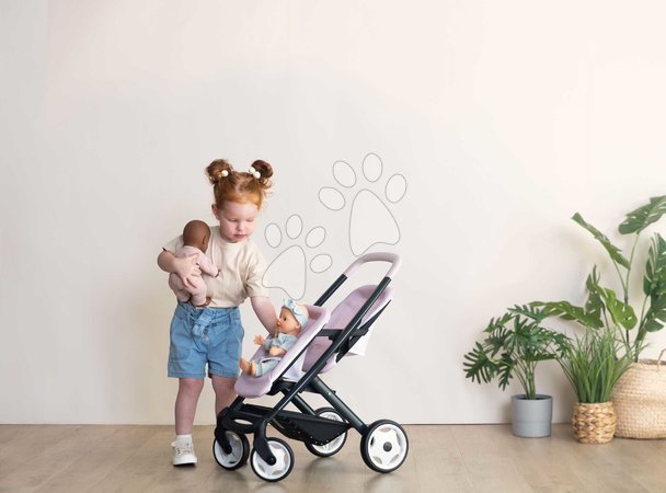 Puppenwagen ab 18 Monaten - Puppenzwillingswagen mit Sicherheitsgurt Twin Pushchair Pink Maxi-Cosi & Quinny Smoby - 4
