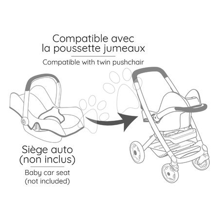 Puppenwagen ab 18 Monaten - Puppenzwillingswagen mit Sicherheitsgurt Twin Pushchair Pink Maxi-Cosi & Quinny Smoby - 2