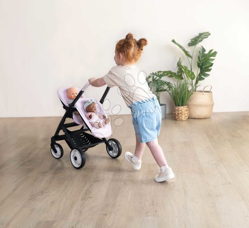 Puppenwagen ab 18 Monaten - Puppenzwillingswagen mit Sicherheitsgurt Twin Pushchair Pink Maxi-Cosi & Quinny Smoby - 5