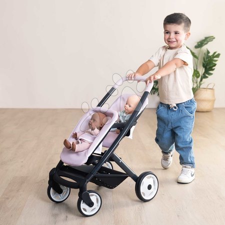 Puppenwagen ab 18 Monaten - Puppenzwillingswagen mit Sicherheitsgurt Twin Pushchair Pink Maxi-Cosi & Quinny Smoby - 6