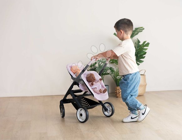 Puppenwagen ab 18 Monaten - Puppenzwillingswagen mit Sicherheitsgurt Twin Pushchair Pink Maxi-Cosi & Quinny Smoby - 12