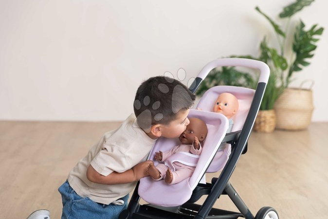 Puppenwagen ab 18 Monaten - Puppenzwillingswagen mit Sicherheitsgurt Twin Pushchair Pink Maxi-Cosi & Quinny Smoby - 13