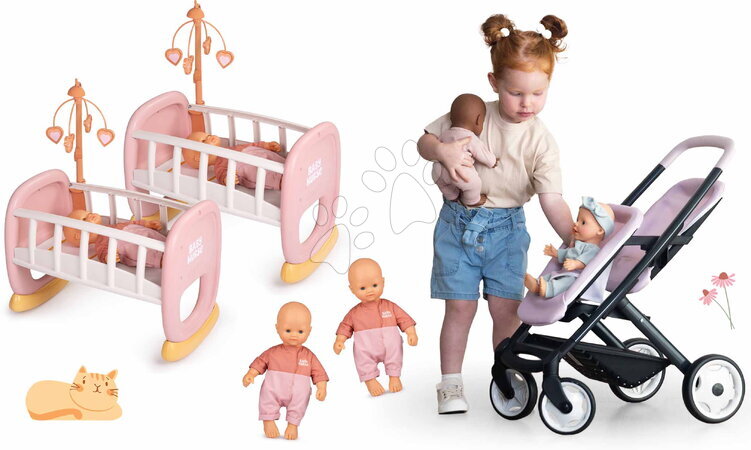 Maxi-Cosi Quinny - Ensemble de poussettes pour poupées jumelles dans la chambre Twin Pushchair Pink Maxi Cosi & Quinny Smoby