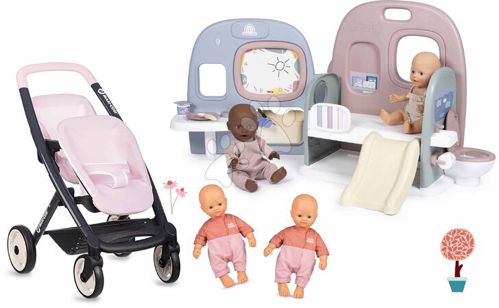 Maxi-Cosi Quinny - Set de poussettes pour poupées jumelles pour la maternelle Twin Pushchair Rose Maxi Cosi&Quinny Smoby