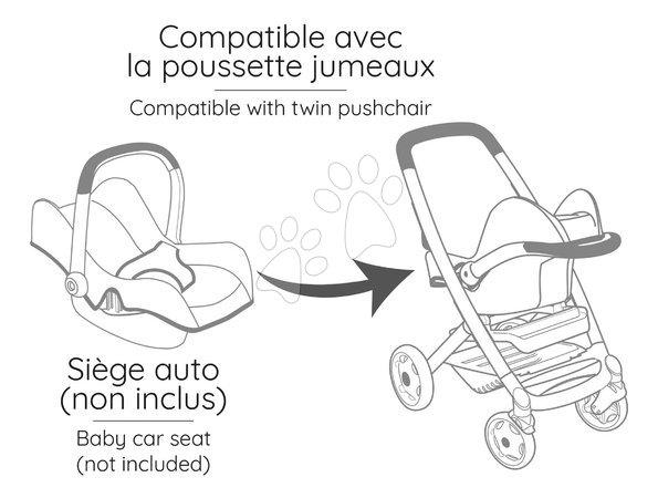Puppenwagen ab 18 Monaten - Puppenzwillingswagen mit Sicherheitsgurt Twin Pushchair Sandy Maxi-Cosi & Quinny Smoby - 2