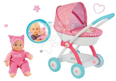 Princeske - Komplet globoki voziček za 42 cm dojenčka Princeske Disney Smoby in dojenček MiniKiss z zvokom