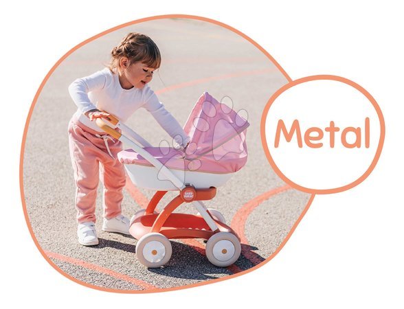 Puppenwagen ab 18 Monaten - Tiefer Puppenwagen mit Stoffbezug Pram Soft Baby Nurse Smoby  - 2
