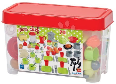 Accesorii și vase de bucătărie de jucărie - Set de veselă cu mixer în cutie de depozitare 100% Chef Ecoiffier_1