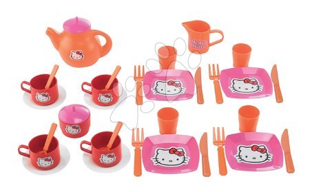 Hello Kitty - Čajová sada Hello Kitty Écoiffier veľká s 33 doplnkami ružovo-oranžová od 18 mes