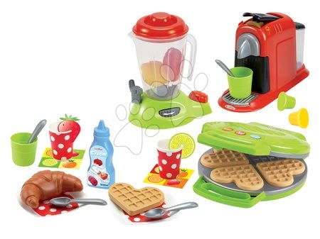 Hračky pre dievčatá - Set domček Priateľov Smoby s kuchynkou a zvončekom a vaflovač s mixérom, kávovarom a vaflami_1