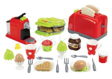 Accesorii și vase de bucătărie de jucărie - Prăjitor de pâine cu aparat de cafea, aparat vafe Écoiffier