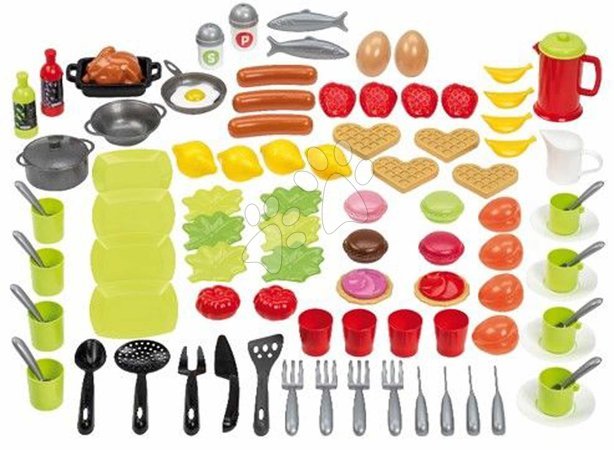 Küchenzubehör und Geschirr für Kinderküchen - Lebensmittel mit Geschirr für die Küche 100% Chef Écoiffier