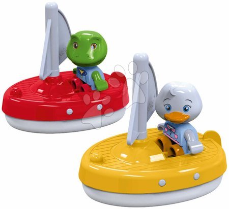 Plachetnice AquaPlay s žabákem Nilsem a s kachničkou Lottou – 2 loďky a 2 figurky (kompatibilní s Duplem)