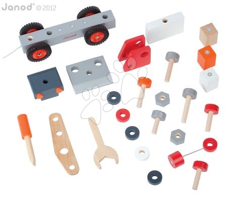 Pracovná detská dielňa - Drevená magnetická stavebnica auto Redmaster Bricolo Janod - 2
