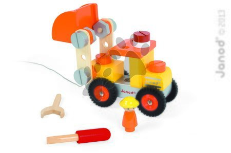 Pracovní dětská dílna - Dřevěná stavebnice buldozer Redmaster Bricolo Bulldozer Janod - 3
