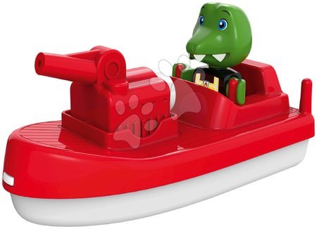 Motorcsónak vízágyúval Fireboat AquaPlay 2 m vízsugárral és krokodil Nils kapitánnyal (kompatibilis a Duplo-val)