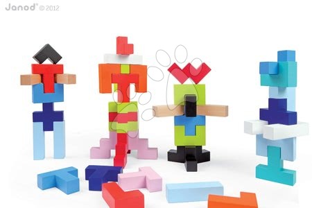 Dřevěné kostky - Dřevěné kostky Kubix - 50 Geometrix Blocks Janod - 1