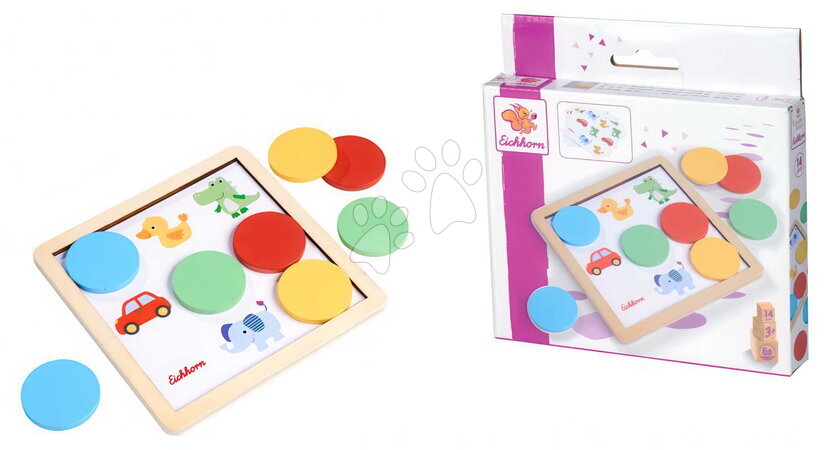 Dřevěné didaktické hračky - Dřevěná didaktická hra Barvy Color Matching Game Eichhorn - 1