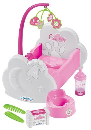 Játékbaba kiságyak és bölcsők - Babaágy kiságyforgóval Nursery Écoiffier