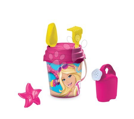 Kantice za pijesak - MONDO 18443 Barbie set do piesku 7 ks - set obsahuje -  vedierko 17 cm, krhličku, sitko, lopatku, hrabličky a dve formičky - 3