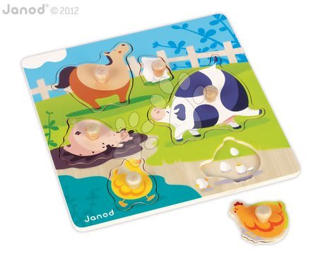 Puzzle pro nejmenší - Dřevěné puzzle pro nejmenší Happy Farm Janod - 1