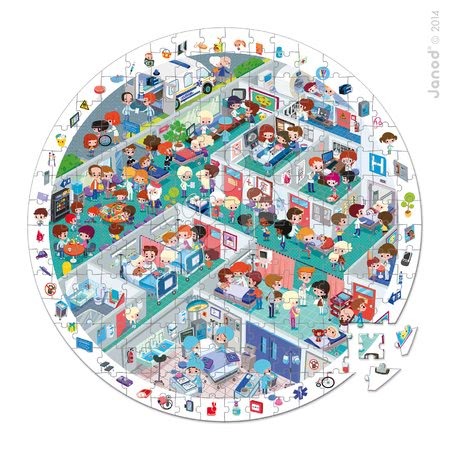 Dětské puzzle od 100–300 dílků - Kulaté puzzle Pohotovost Janod - 1