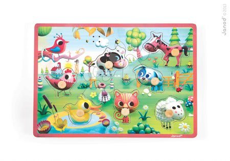 Puzzle pro nejmenší - Dřevěné puzzle pro nejmenší Meadow Friends Janod - 1