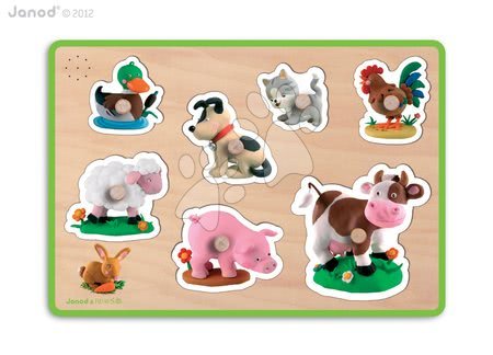 Puzzle pro nejmenší - Dřevěné puzzle pro nejmenší Farm Fleurus Janod - 1