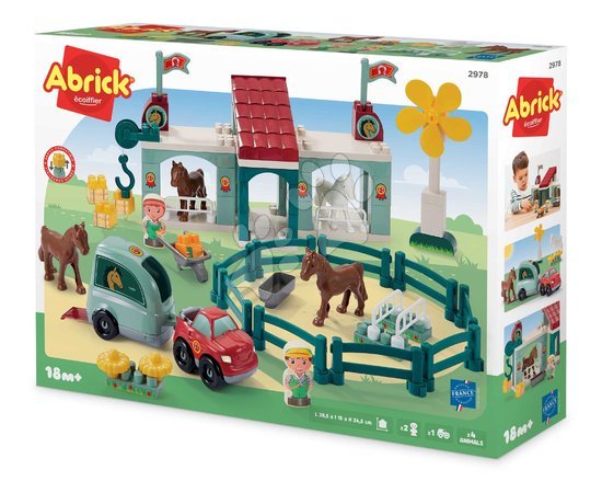 Baukästen und Bausteine - Bausteinset Stall mit Windmühle Hippies Centre Abrick Écoiffier_1