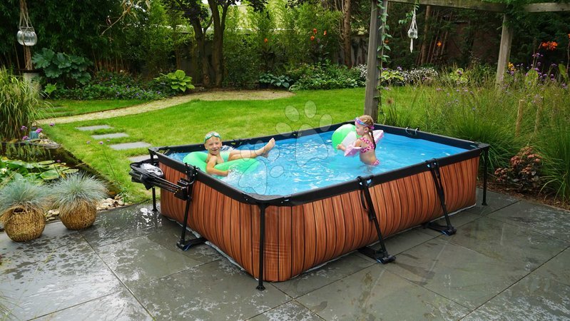 Obdélníkové bazény  - Bazén s filtrací Wood pool Exit Toys - 5
