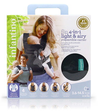 Dětské nosiče - Nosič pro dítě Flip 4v1 Light & Airy Convertible Carrier Dark Grey Infantino - 11
