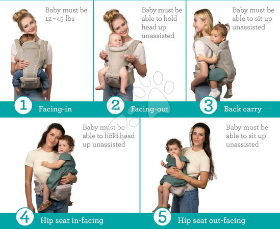 Dětské nosiče - Nosič pro dítě Hip Rider Airy 5v1 Hip Seat Carrier Infantino - 10