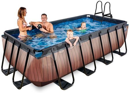 Jucării pentru copilași de la 6 la 9 ani - Piscină cu filtrare Wood pool brown Exit Toys _1