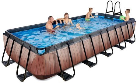 Jucării pentru copilași de la 6 la 9 ani - Piscină cu filtrare Wood pool brown Exit Toys _1